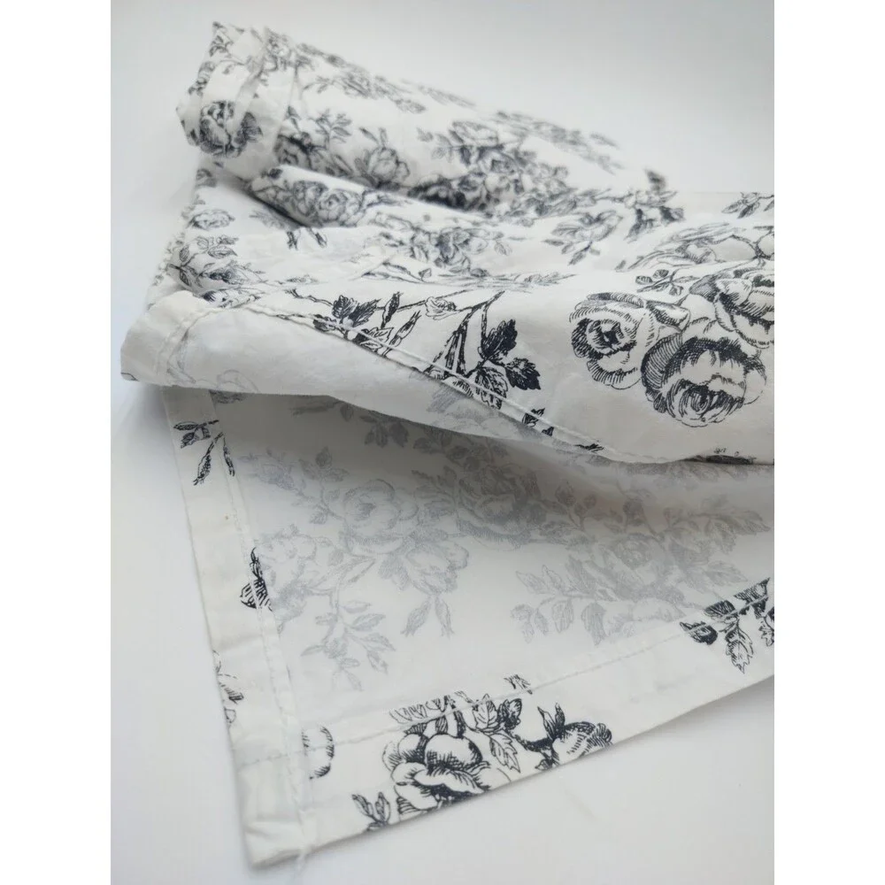 Lauren Ralph Lauren Cottage Hill Black & White Toile Floral Full Flat Sheet